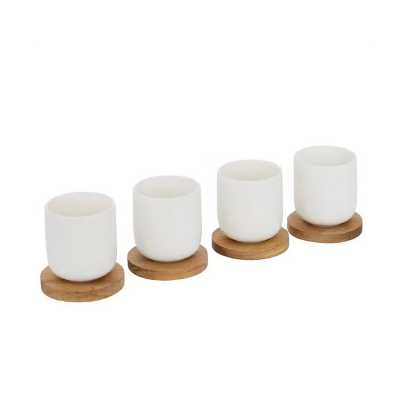 Set 4 cesti espresso Elegance, ceramica, alb, 100 ml