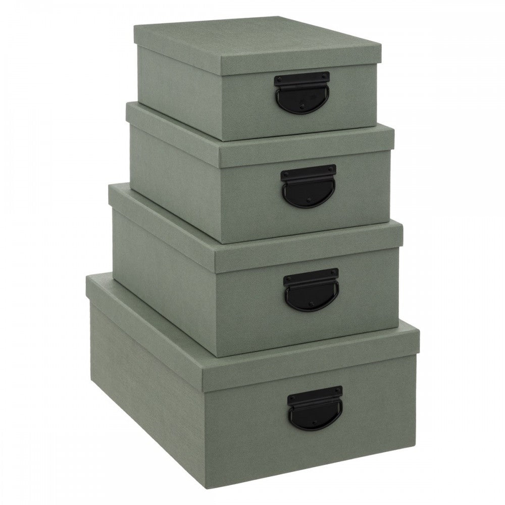 Set 4 cutii depozitare Sorter Green, 28 x 22 x H 11 cm, 30.5 x 24 x H 12.5 cm, 35 x 26 x H.14 cm, 39.5x 30 x H 16 cm