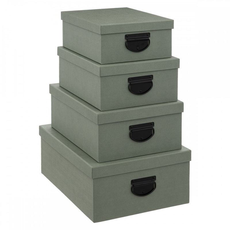 Set 4 cutii depozitare Sorter Green, 28 x 22 x H 11 cm, 30.5 x 24 x H 12.5 cm, 35 x 26 x H.14 cm, 39.5x 30 x H 16 cm