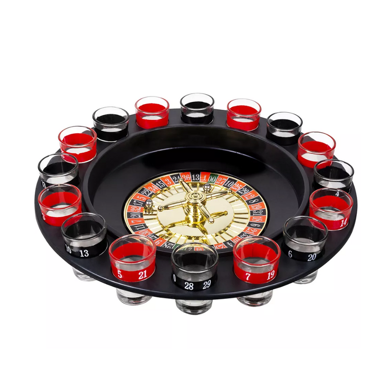 Set joc ruleta cu pahare tarie Smart Casino, sticla, 16 pahare, suport din plastic