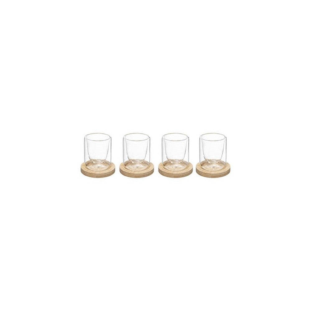 Set 4 pahare espresso Cleo, pereti dubli sticla, 80 ml