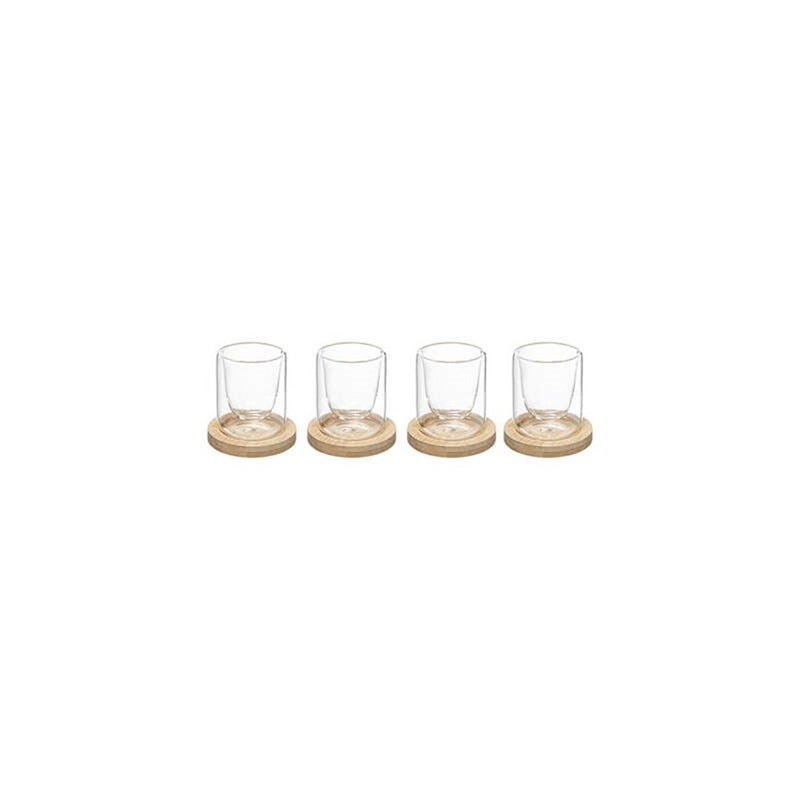 Set 4 pahare espresso Cleo, pereti dubli sticla, 80 ml