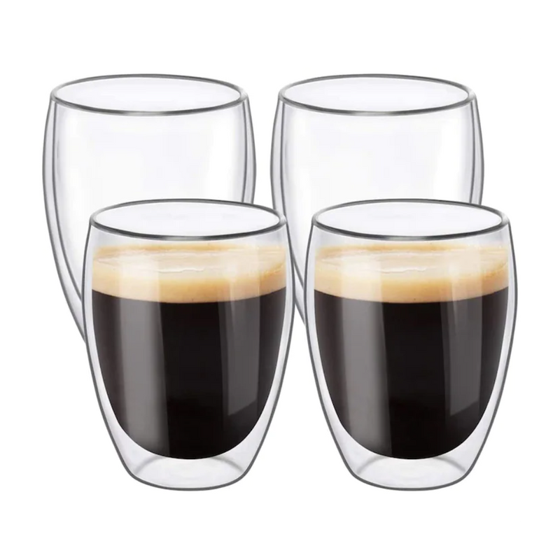 Set 4 pahare Krasino Selory, pereti dubli, sticla borosilicat, 300 ml