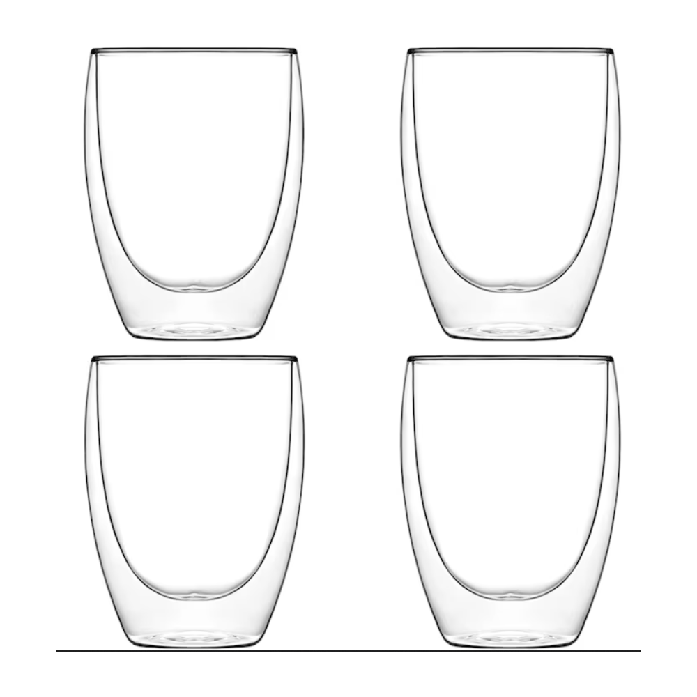 Set 6 pahare Krasino Selory, pereti dubli, sticla borosilicat, 300 ml