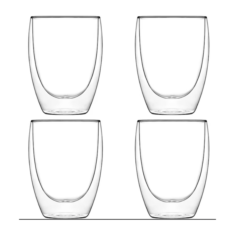 Set 4 pahare Krasino Selory, pereti dubli, sticla borosilicat, 300 ml