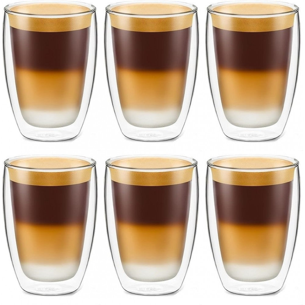Set 6 pahare Krasino Selory, pereti dubli, sticla borosilicat, 300 ml