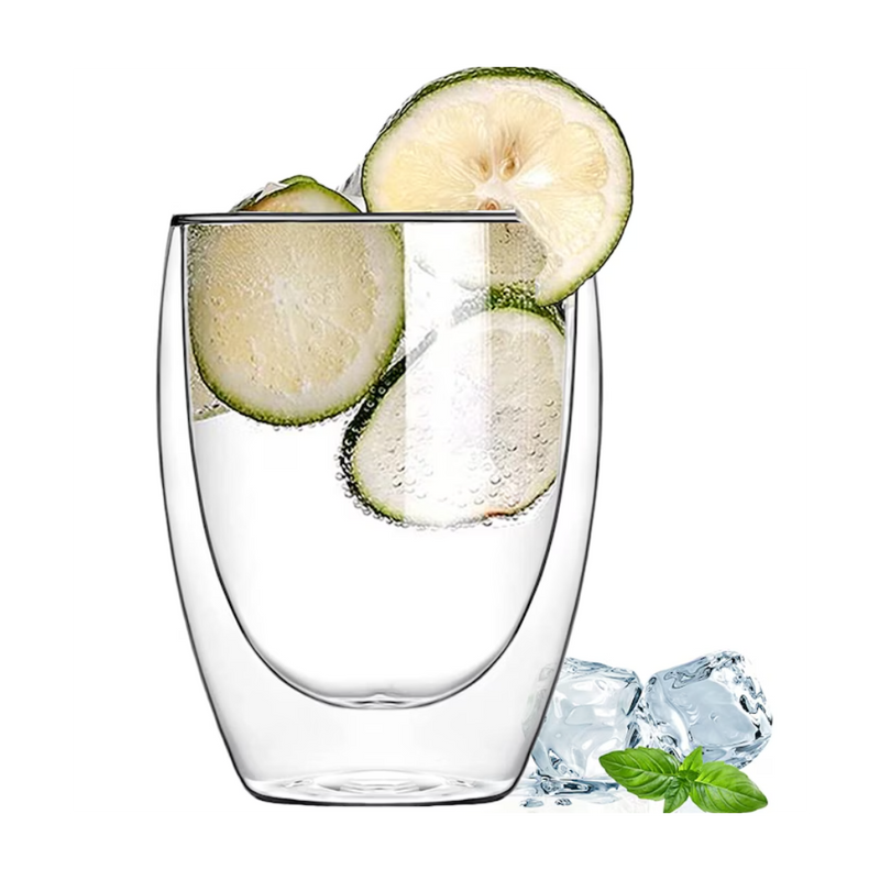 Set 6 pahare Krasino Selory, pereti dubli, sticla borosilicat, 300 ml