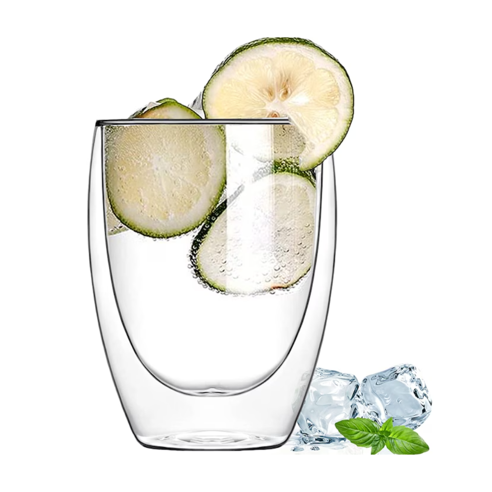 Set 4 pahare Krasino Selory, pereti dubli, sticla borosilicat, 300 ml
