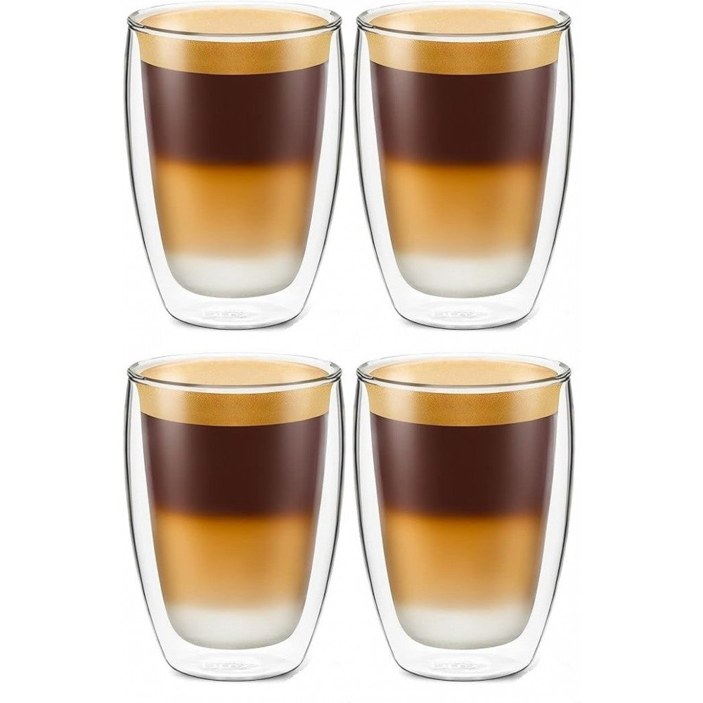 Set 4 pahare Krasino Selory, pereti dubli, sticla borosilicat, 300 ml