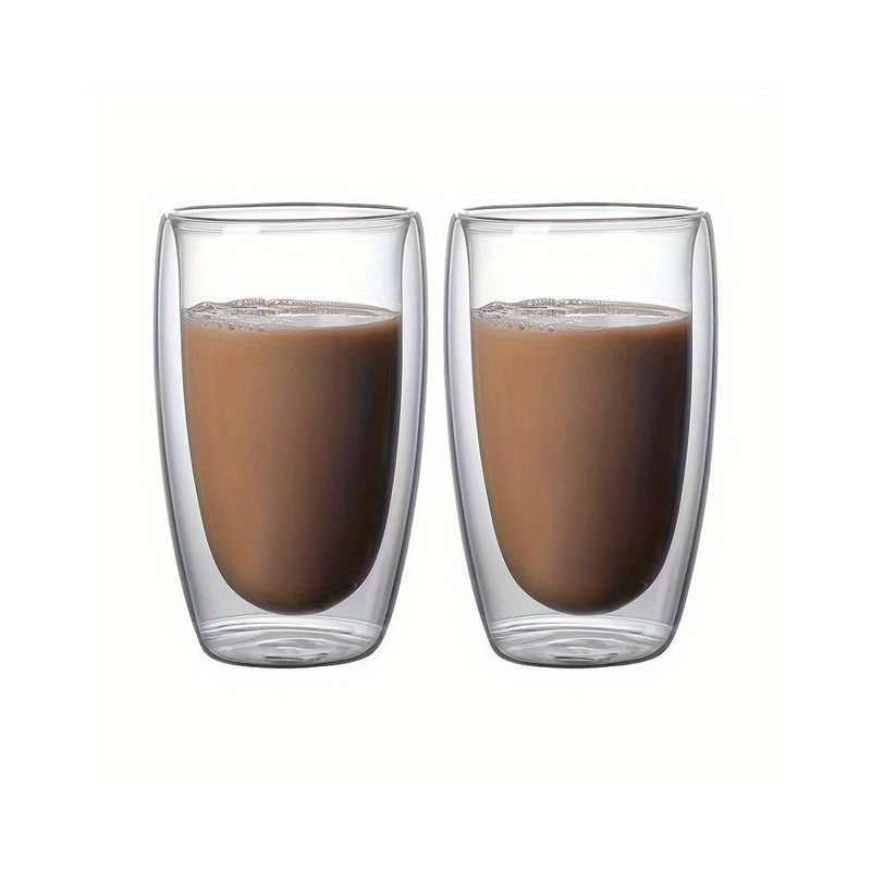 Set 2 pahare Krasino Selory, pereti dubli, sticla termorezistenta, 380 ml, 14 x 8 cm