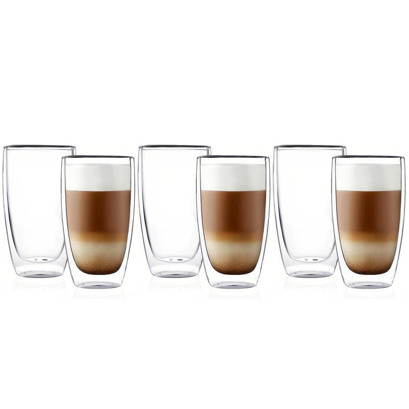 Set 6 pahare Krasino Selory, pereti dubli, sticla termorezistenta, 380 ml, 14 x 8 cm