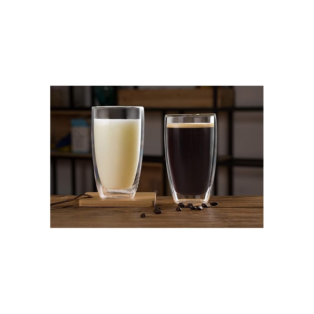 Set 2 pahare Krasino Selory, pereti dubli, sticla termorezistenta, 380 ml, 14 x 8 cm