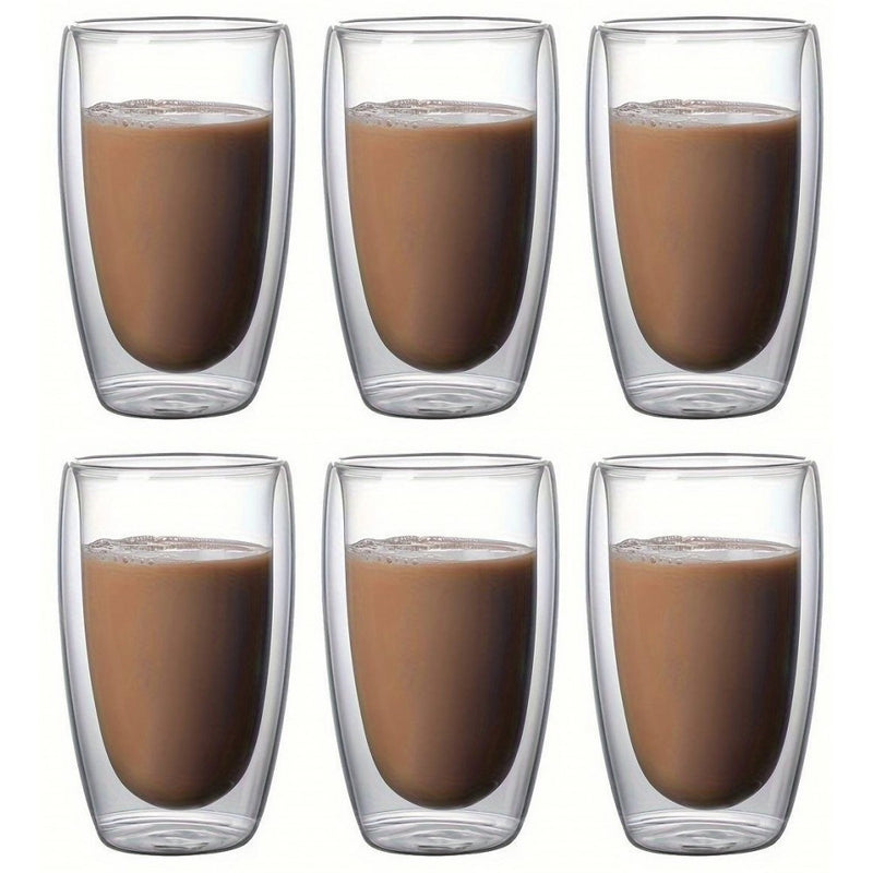 Set 6 pahare Krasino Selory, pereti dubli, sticla termorezistenta, 380 ml, 14 x 8 cm