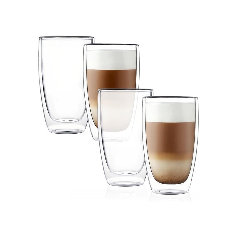 Set 6 pahare Krasino Selory, pereti dubli, sticla termorezistenta, 380 ml, 14 x 8 cm