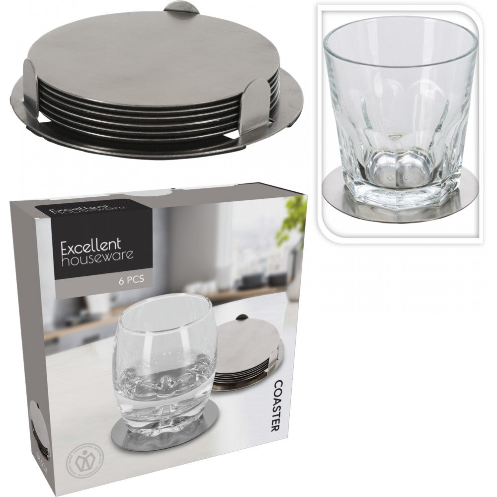 Set 6 suporti cani si pahare EH inox, 8.5 cm