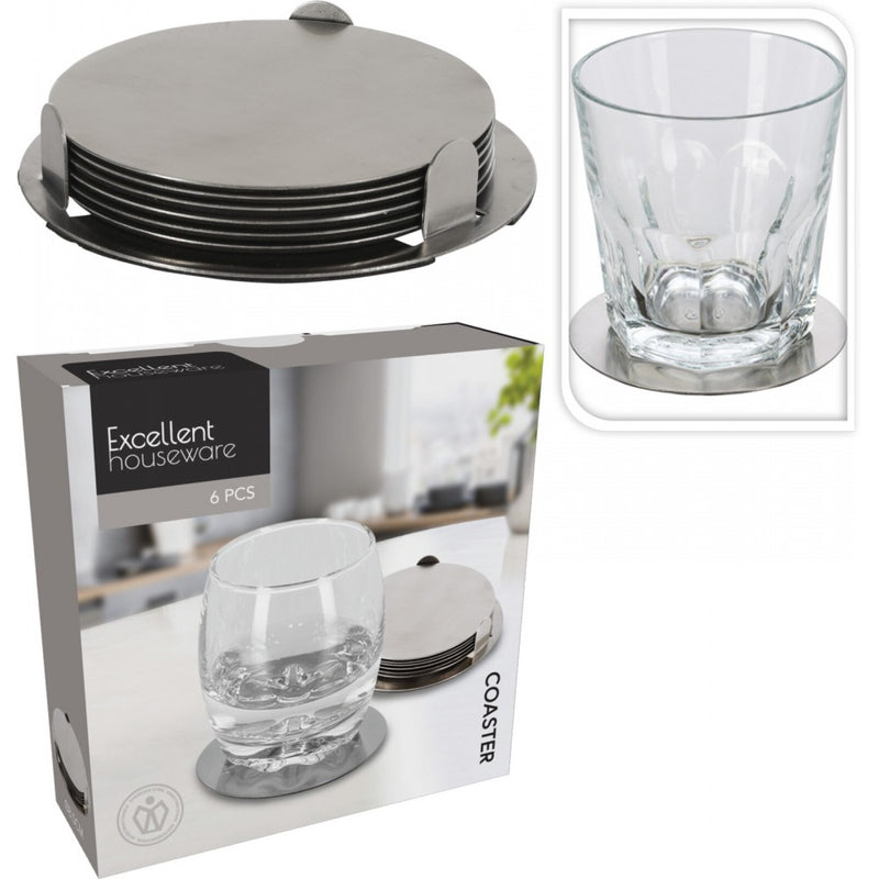 Set 6 suporti cani si pahare EH inox, 8.5 cm