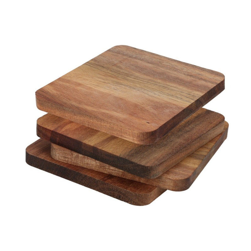 Set 4 suporti cani si pahare Ghent, lemn accacia, 10 x 10 cm