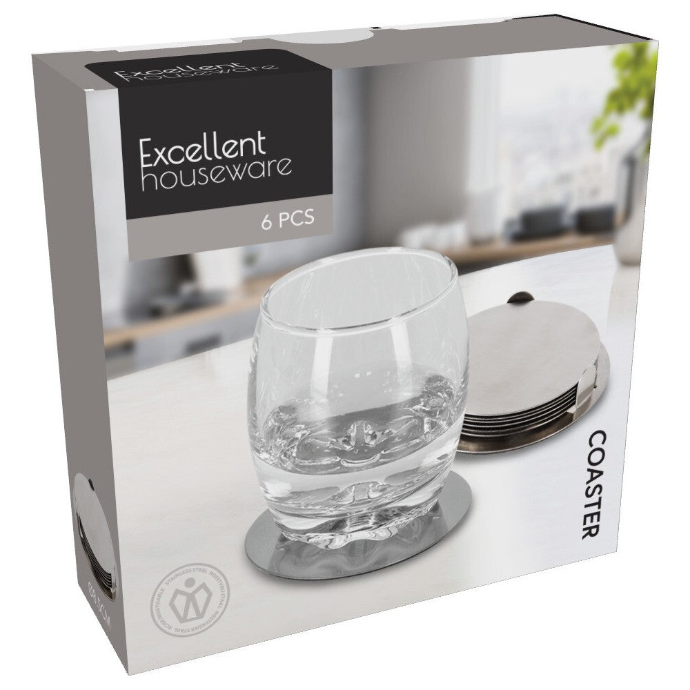 Set 6 suporti cani si pahare EH inox, 8.5 cm