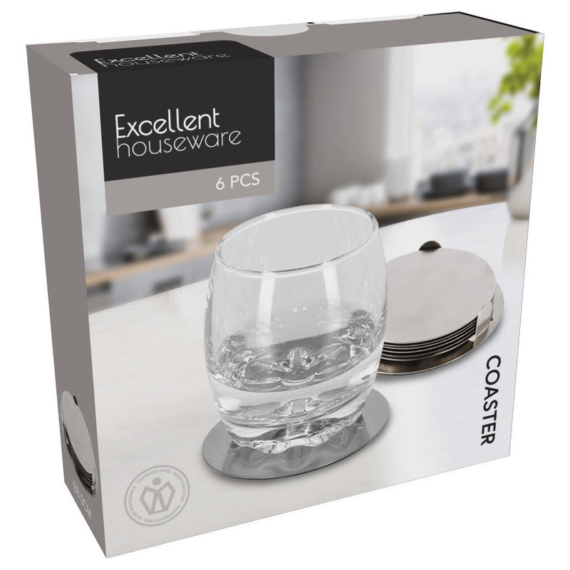 Set 6 suporti cani si pahare EH inox, 8.5 cm