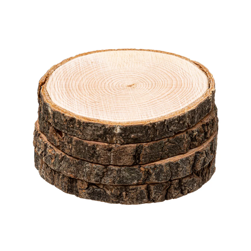 Set 4 suporti cani si pahare, Bark, lemn, 10 x 1.3 cm
