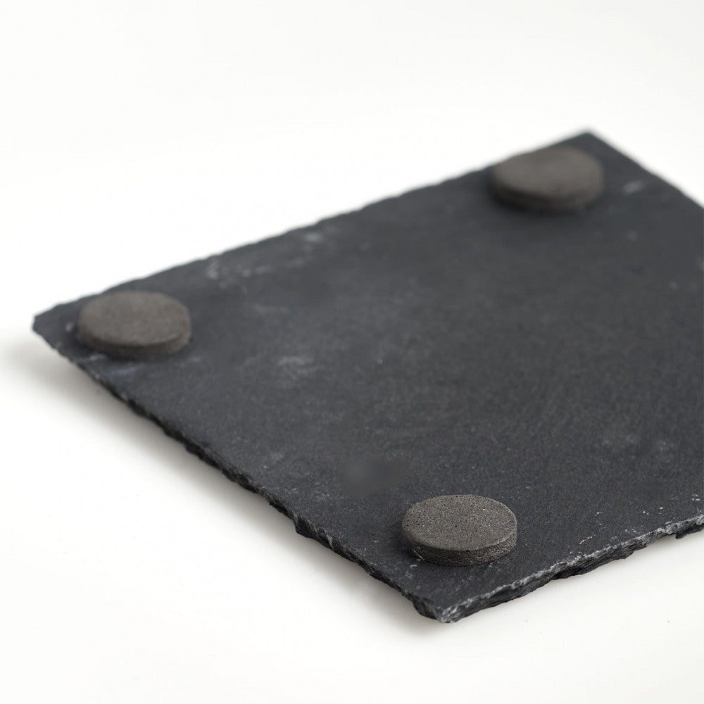 Set 4 suporti cani si pahare Zeller, ardezie, antiaderente, 10 x 10 x 0.5 cm