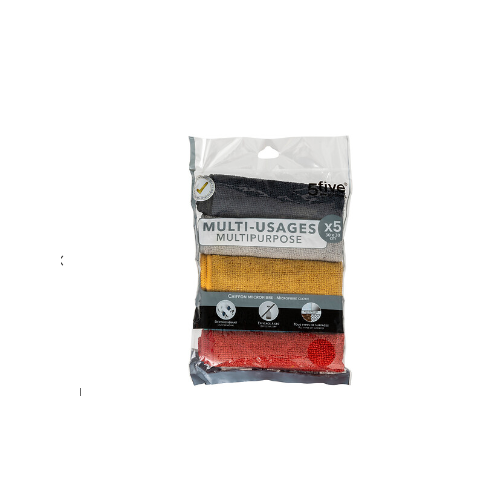Set 5 lavete microfibra, color, 30 x 30 cm