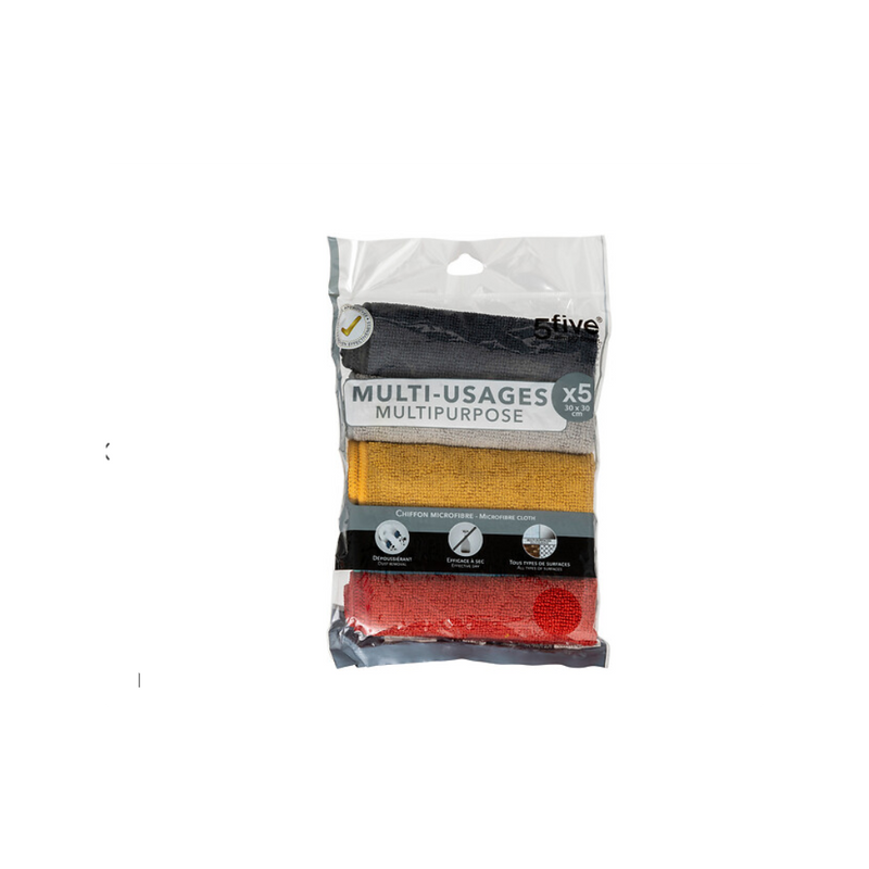 Set 5 lavete microfibra, color, 30 x 30 cm