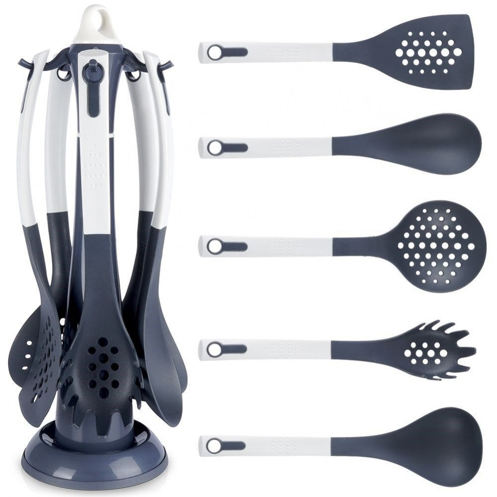 Set 5 ustensile bucatarie EH, negru, alb, nylon/plastic, 13 x 39.5 cm
