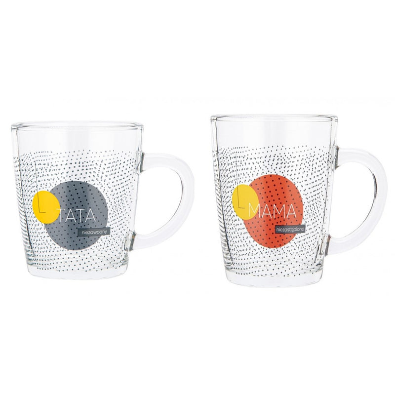 Set 2 cani Mama-Tata, sticla, 300 ml