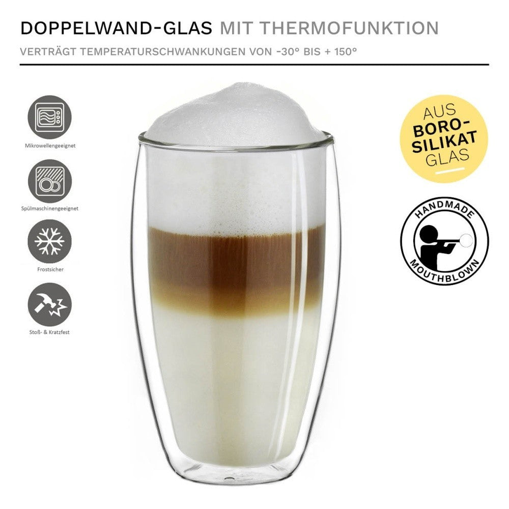 Set 6 pahare Vivo, sticla borosilicata, pereti dubli, 350 ml