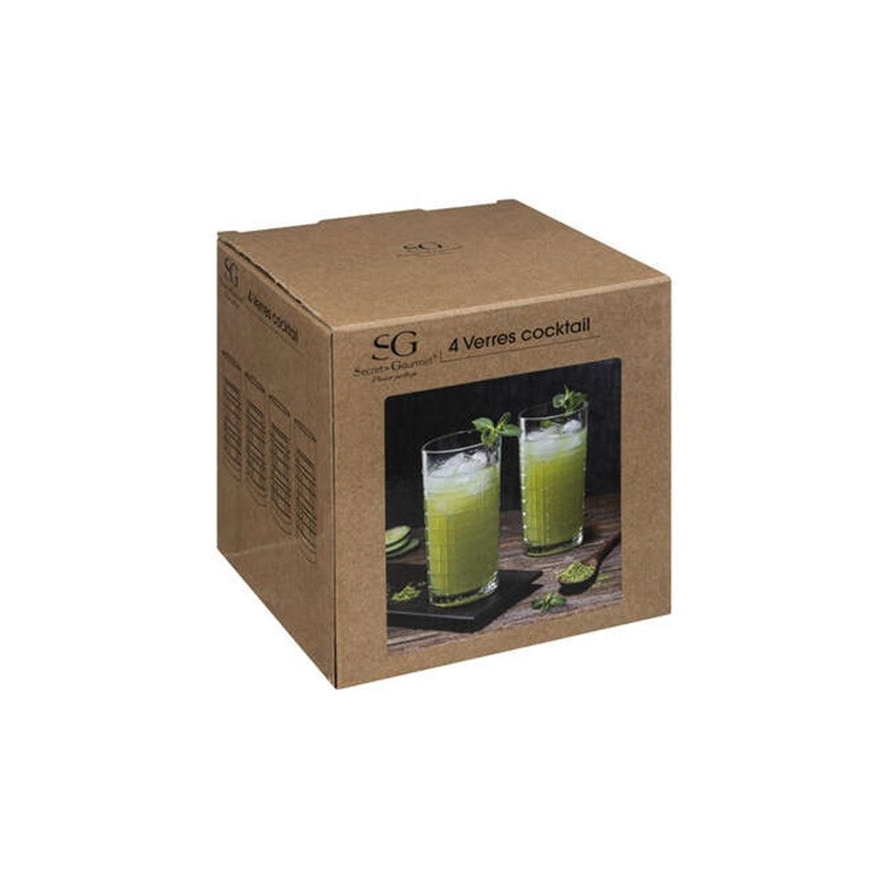 Set 4 pahare Edgar long, sticla premium, 7.1 x H 14.5 cm, 300 ml