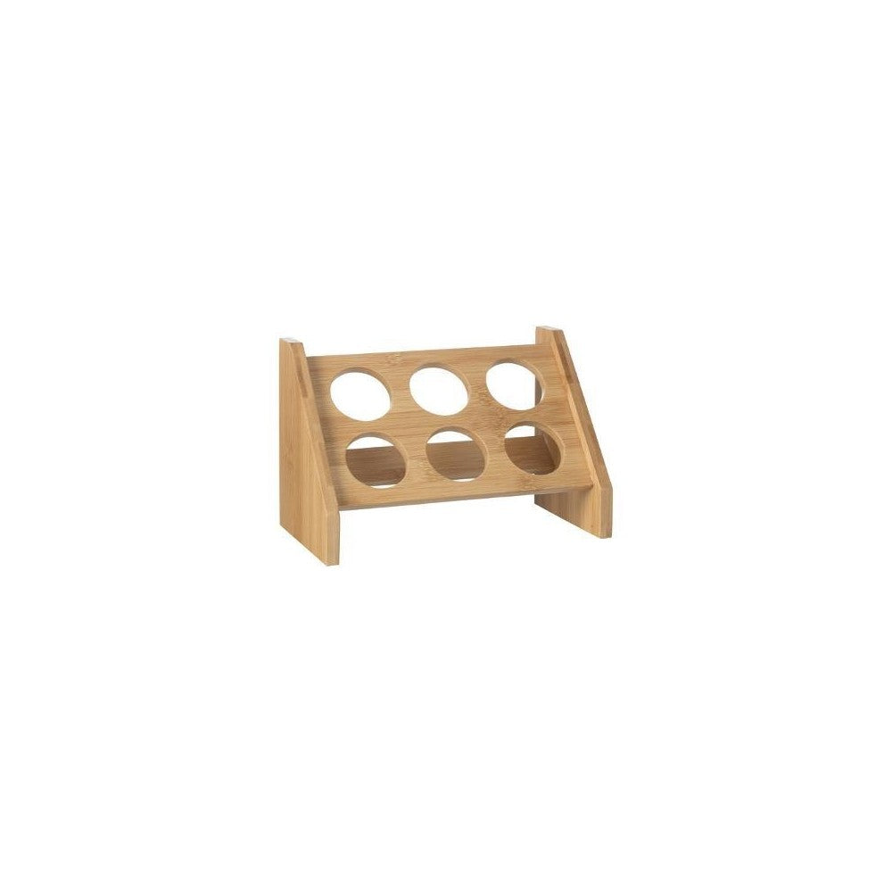 Set 6 recipiente condimente in suport bambus, 21.5x12x14.5 cm