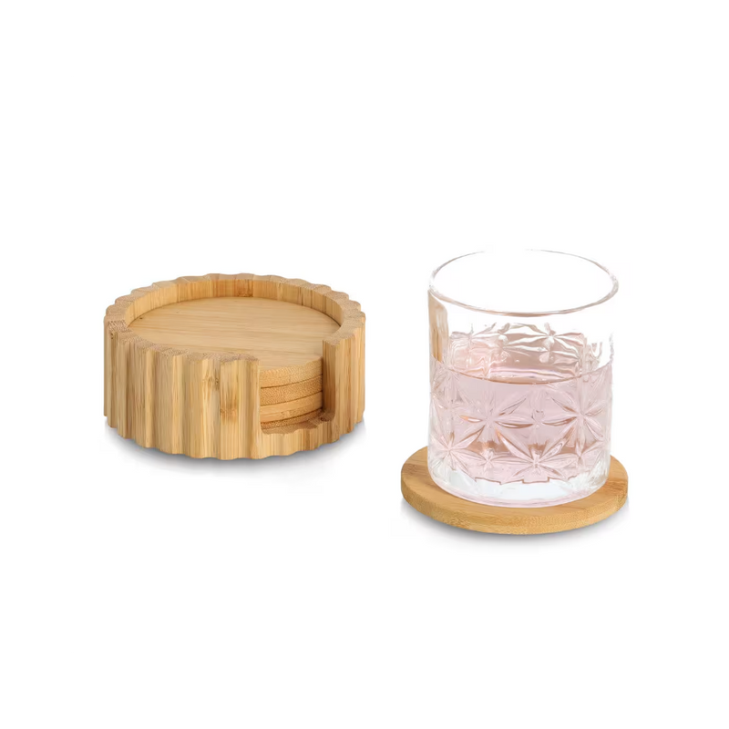 Set 6 suporti cani si pahare, bambus, Ø 12 x 4.7 cm