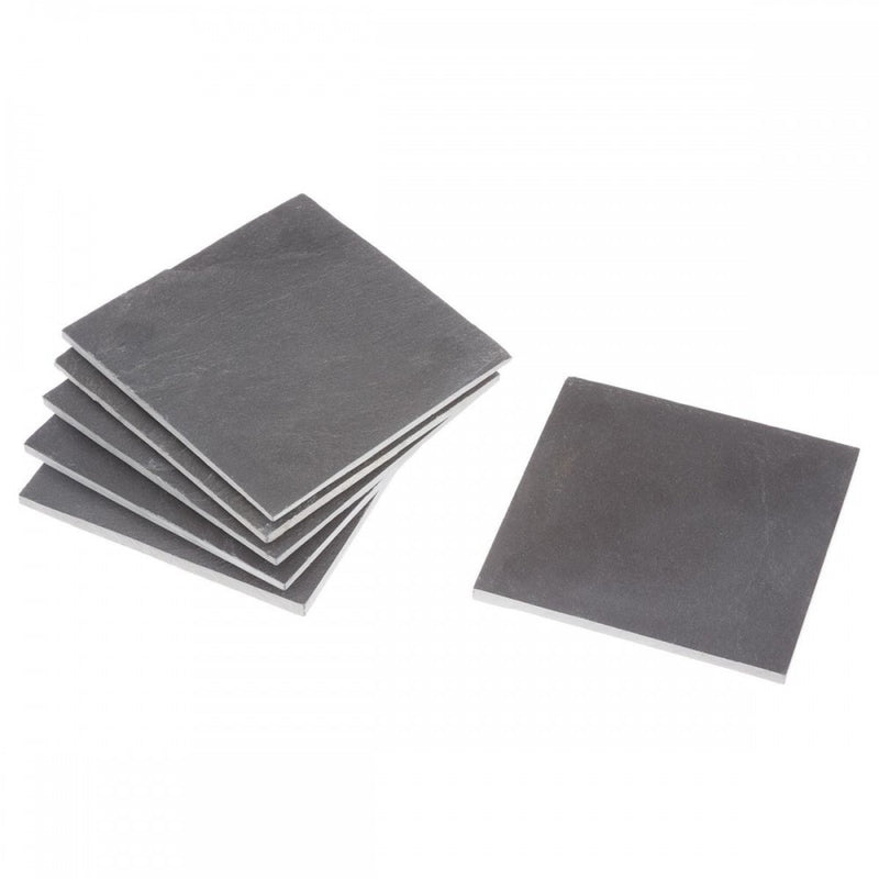 Set 6 suporti cani si pahare, ardezie, gri, 10 x 10 cm