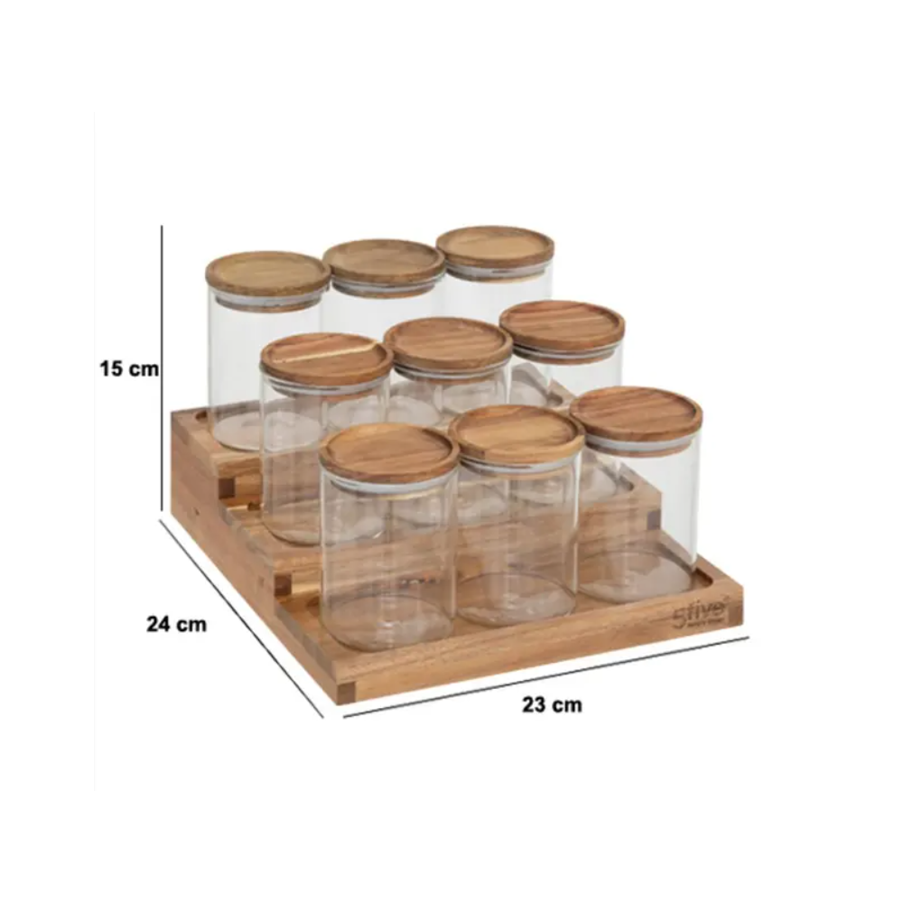 Set 9 recipiente sticla Accacya, 24 x 23 x H 15 cm
