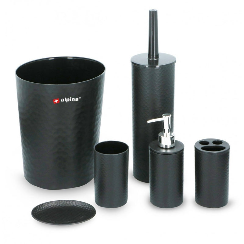 Set accesorii baie Alpina Black, plastic, 6 piese
