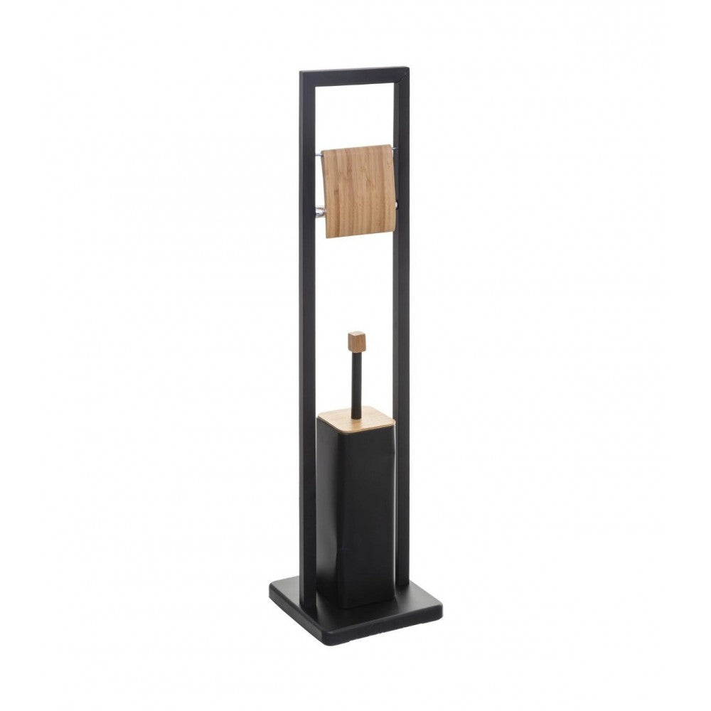Set baie Derulo Black, bambus, otel, 20 x 20 x 80 cm