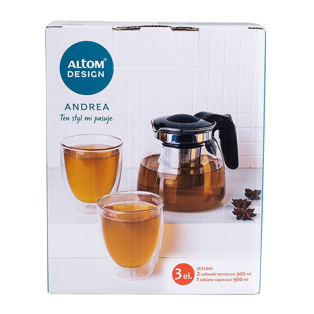 Set ceainic 900 ml si 2 pahare termo Andrea, 300 ml