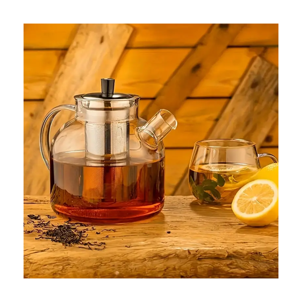 Set ceainic Sebej 1 litru si 2 cani pereti dubli 300 ml, sticla borosilicata