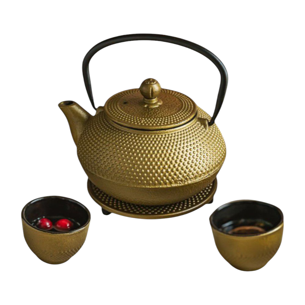 Set Ceainic Japan Gold, fonta, 2 cani incluse, 0.8 litri