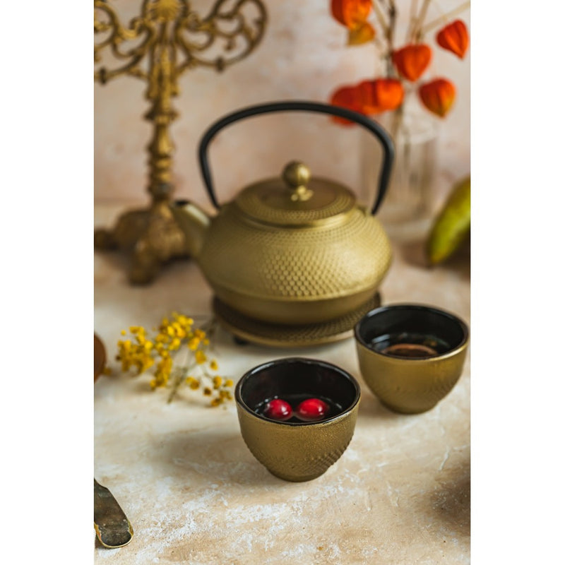 Set Ceainic Japan Gold, fonta, 2 cani incluse, 0.8 litri