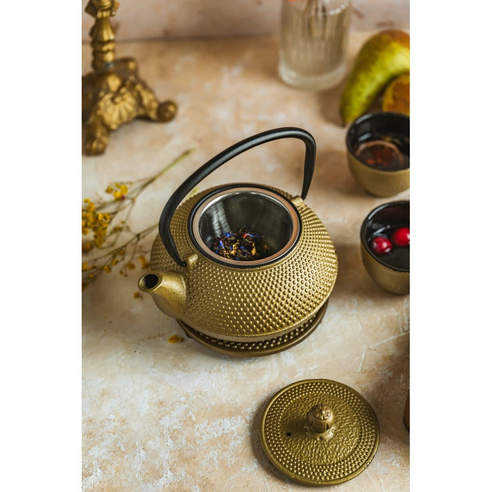 Set Ceainic Japan Gold, fonta, 2 cani incluse, 0.8 litri