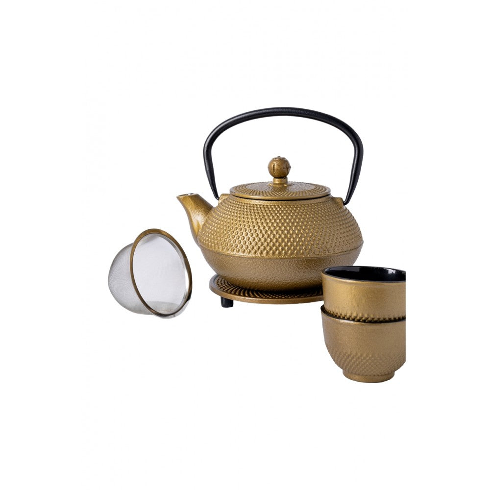 Set Ceainic Japan Gold, fonta, 2 cani incluse, 0.8 litri