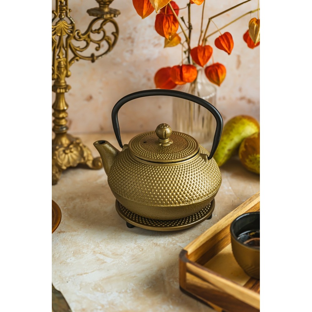 Set Ceainic Japan Gold, fonta, 2 cani incluse, 0.8 litri