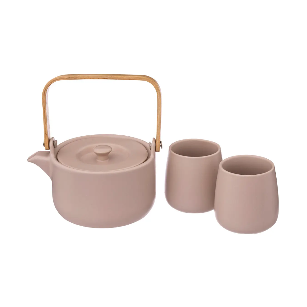 Set ceainic si 2 cani SG Pingato, ceramica, 500 ml
