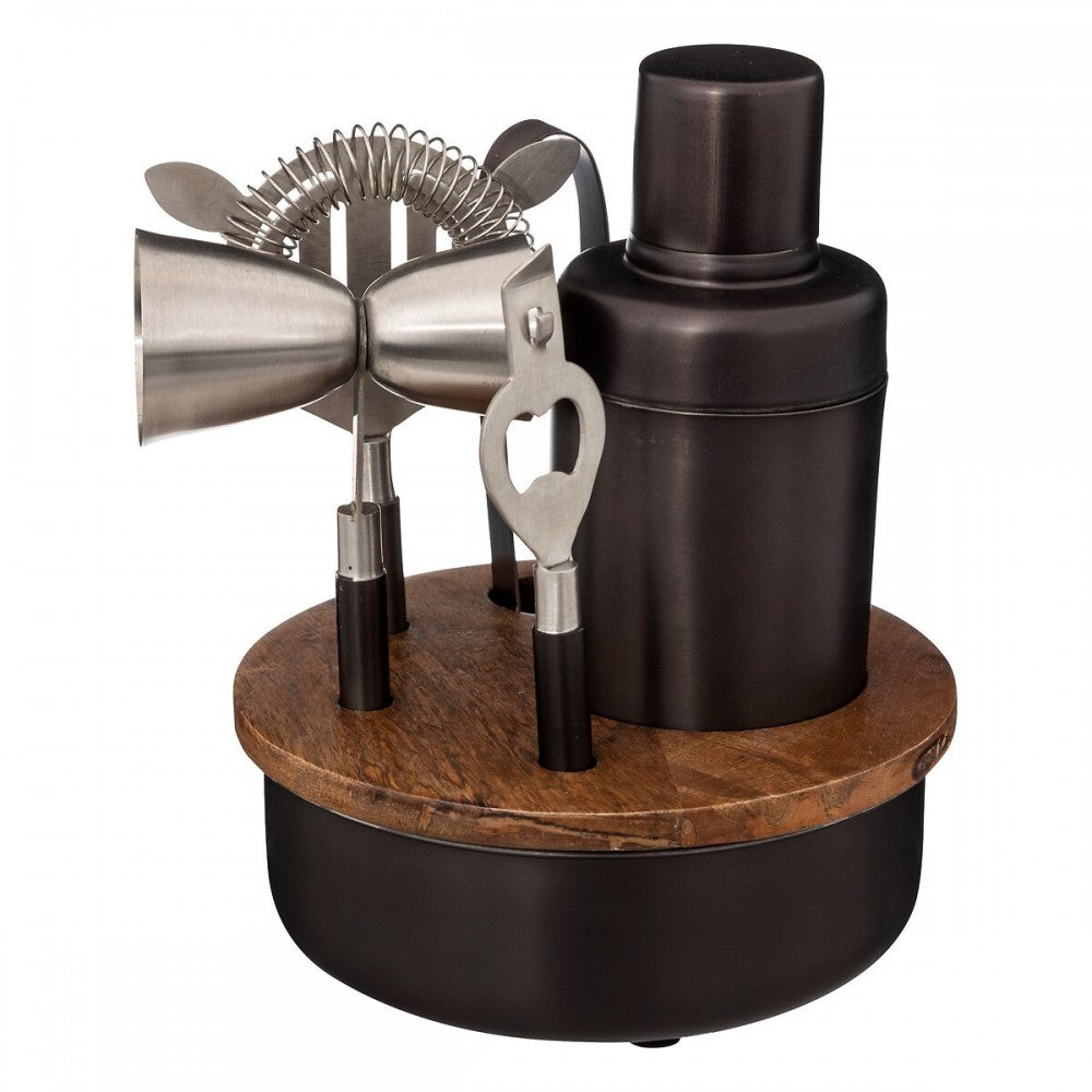 Set coctail Black Mango, inox, negru, 6 piese, 16 x 21 cm