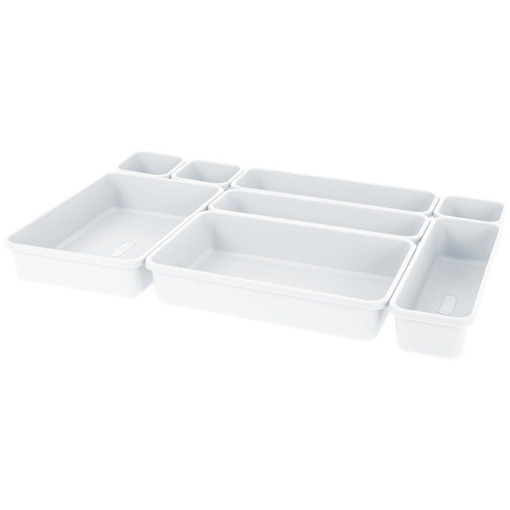Set cutii depozitare Alb pentru sertar Excellent, plastic, 8 piese