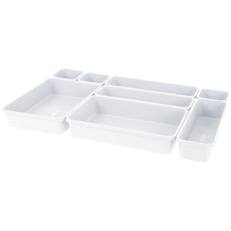 Set cutii depozitare Alb pentru sertar Excellent, plastic, 8 piese