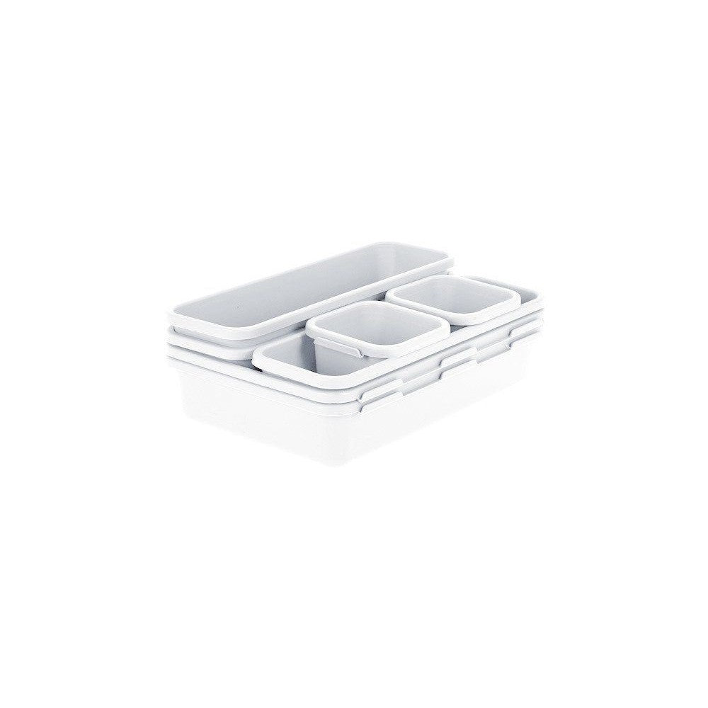 Set cutii depozitare Alb pentru sertar Excellent, plastic, 8 piese