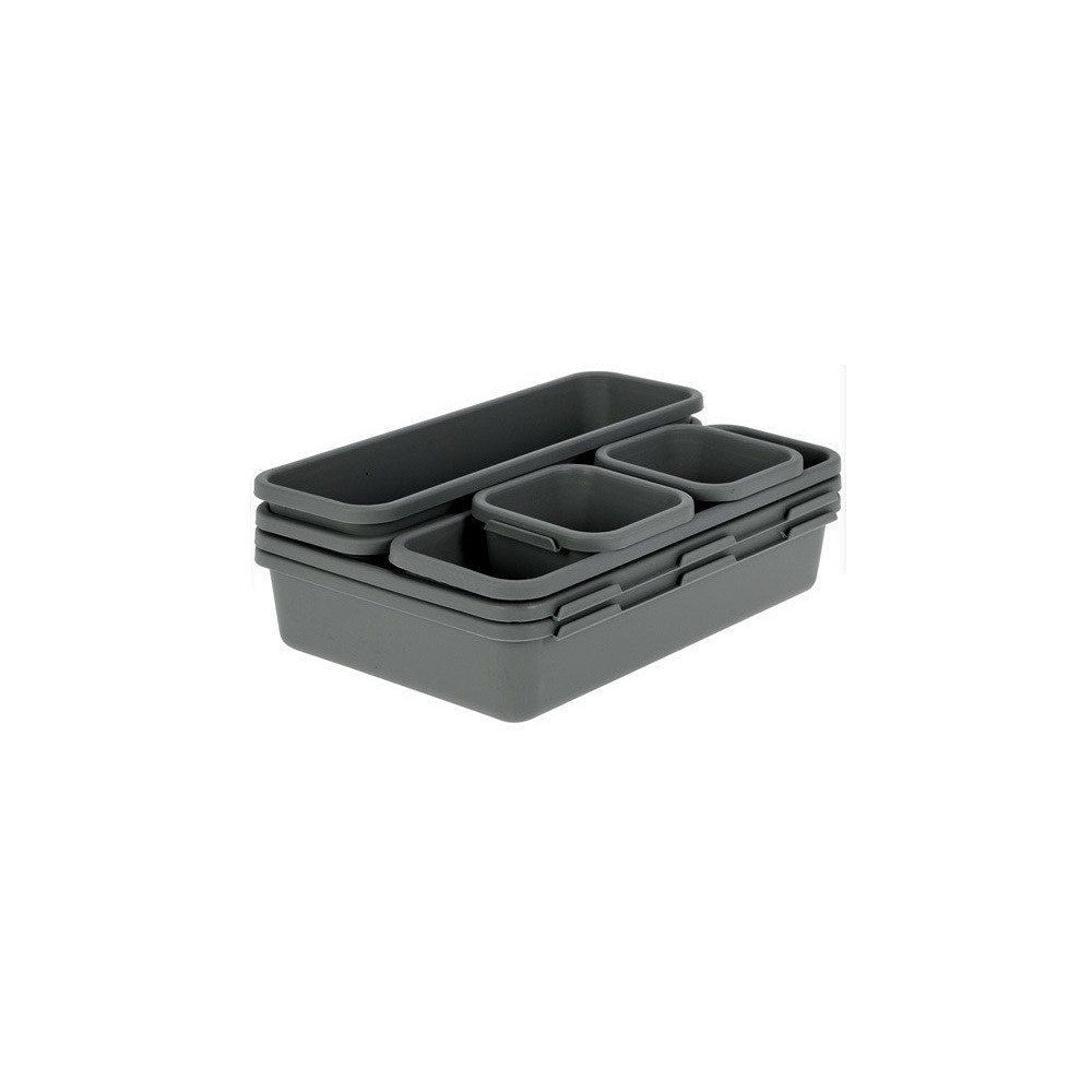 Set cutii depozitare Gri pentru sertar Excellent, plastic, 8 piese